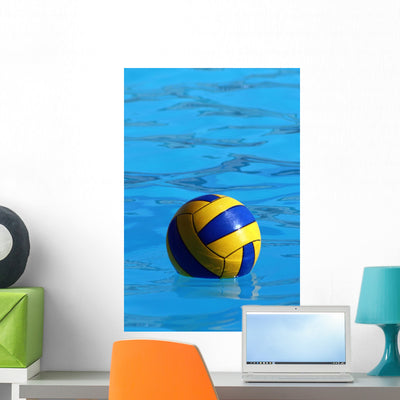Water Polo Game Ball Wall Decal shown on a wall