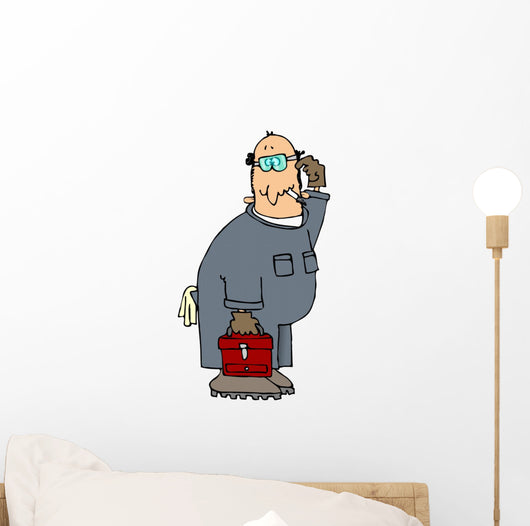Puzzled Mechanic Wall Decal