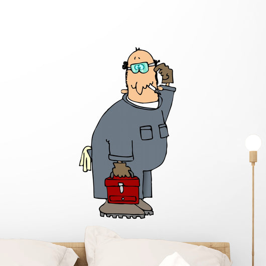 Puzzled Mechanic Wall Decal