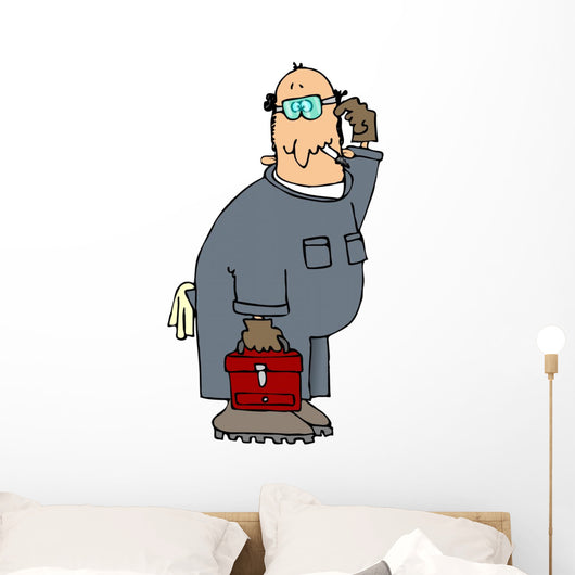 Puzzled Mechanic Wall Decal