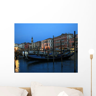 Gondolas Grand Canal Venice Wall Decal shown on a wall
