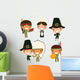 Cute Thanksgiving Kids Wall Decal Sticker Set