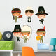 Cute Thanksgiving Kids Wall Decal Sticker Set