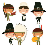 Cute Thanksgiving Kids Wall Decal Sticker Set