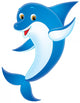Blue Cartoon Dolphin Wall Decal