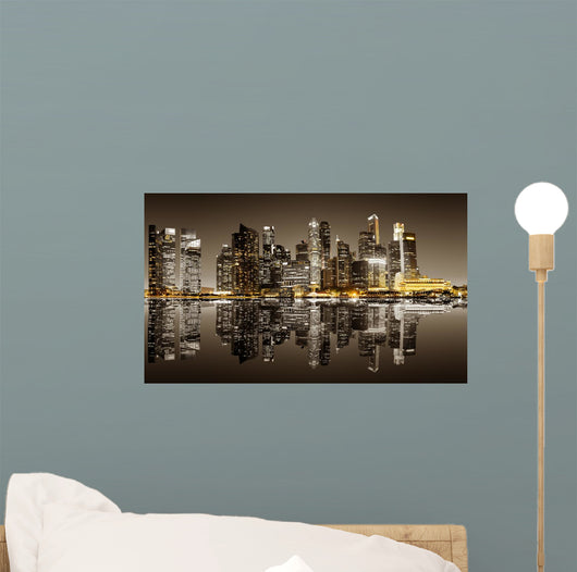 Singapore Downtown Night Wall Decal
