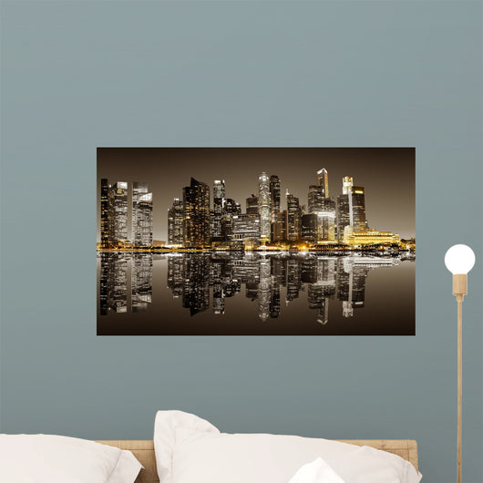 Singapore Downtown Night Wall Decal