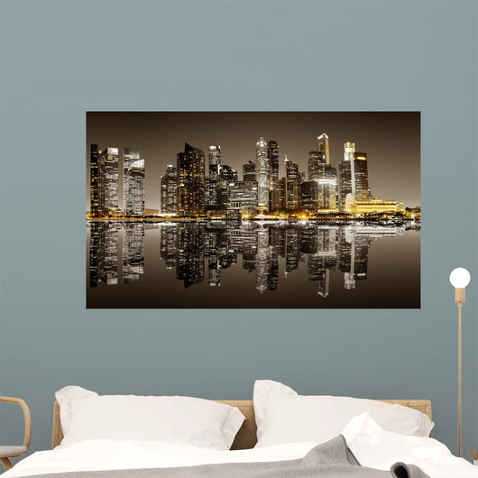 Singapore Downtown Night Wall Decal
