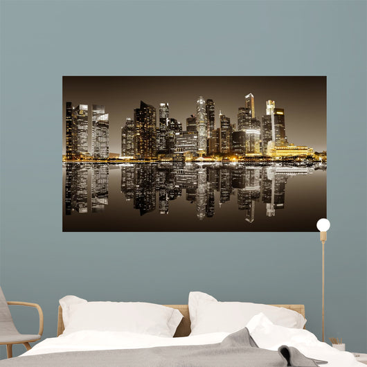 Singapore Downtown Night Wall Decal