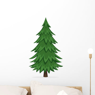 Cartoon Pine Tree Wall Decal shown on a wall