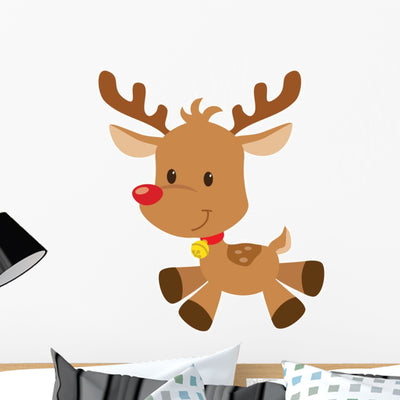 Christmas Reindeer Vector Illustration Wall Decal shown on a wall