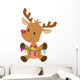 Christmas Reindeer & Lights Vector Illustration Wall Decal