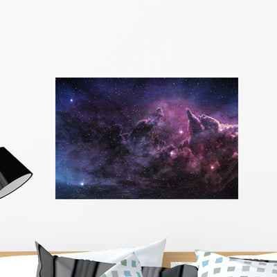 Purple Nebula and Cosmic Wall Decal shown on a wall