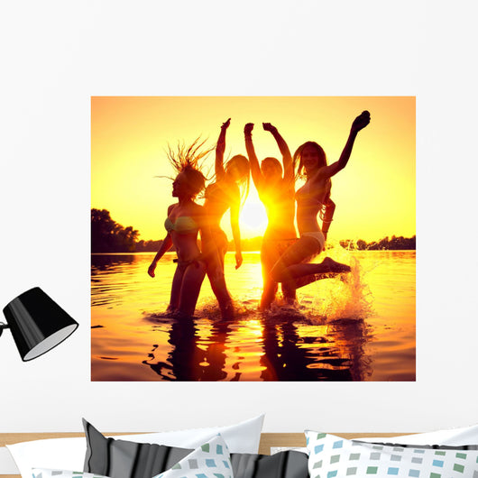 Beach Party Group Happy Wall Decal