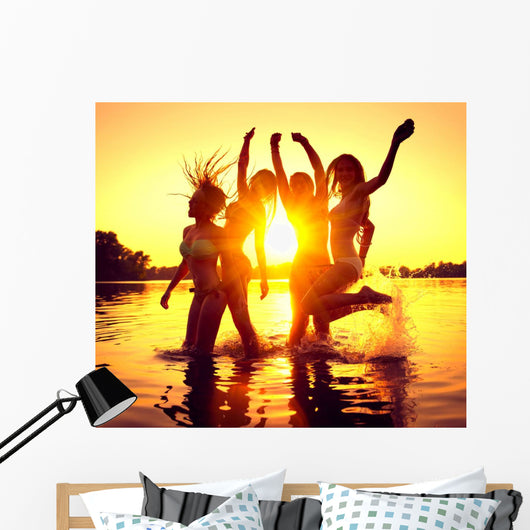 Beach Party Group Happy Wall Decal