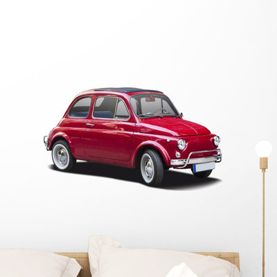 Classic Red Italian Supermini Car Wall Decal shown on a wall