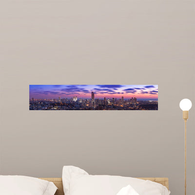 Tel Aviv Cityscape Sunset Wall Decal shown on a wall