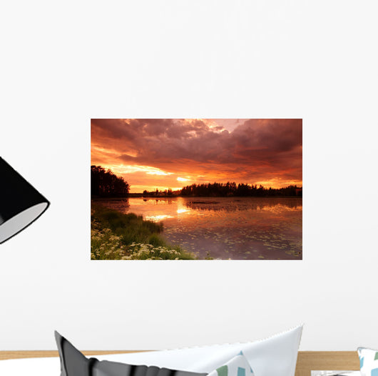 Lake Sunset with Reflection Wall Decal