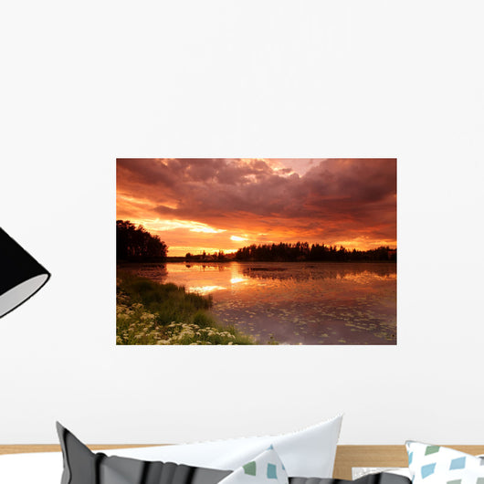 Lake Sunset with Reflection Wall Decal
