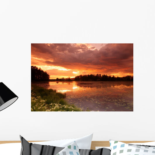 Lake Sunset with Reflection Wall Decal