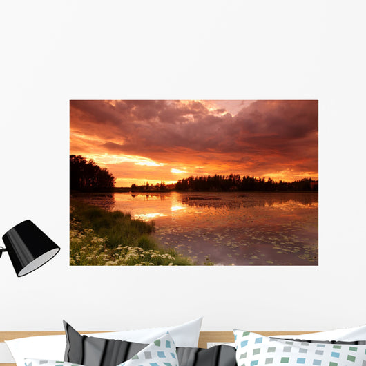 Lake Sunset with Reflection Wall Decal