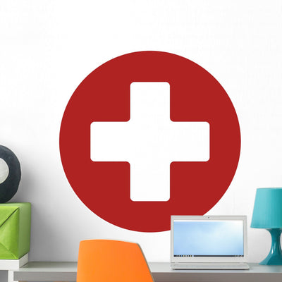 First Aid Medical Sign Wall Decal shown on a wall