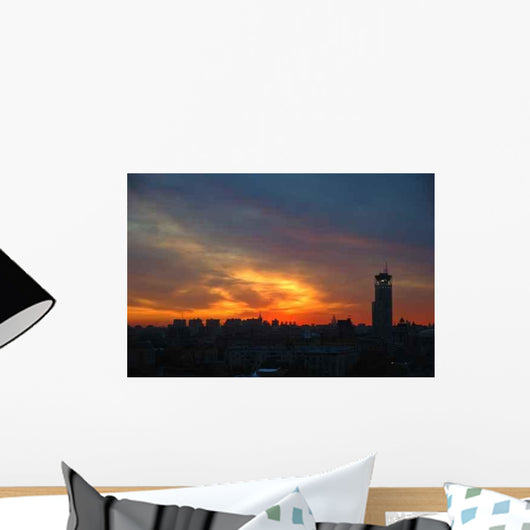 Sunset over Big City Wall Decal