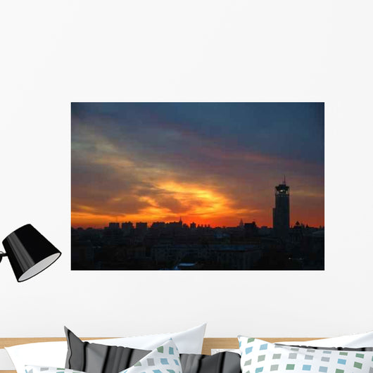 Sunset over Big City Wall Decal