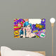Pop Art Illustration Blue Wall Decal