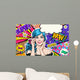 Pop Art Illustration Blue Wall Decal