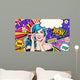 Pop Art Illustration Blue Wall Decal