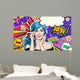 Pop Art Illustration Blue Wall Decal