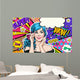 Pop Art Illustration Blue Wall Decal