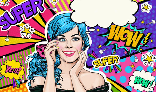 Pop Art Illustration Blue Wall Decal