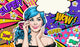 Pop Art Illustration Blue Wall Decal