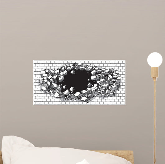 Hole Breaking through Wide Wall Decal