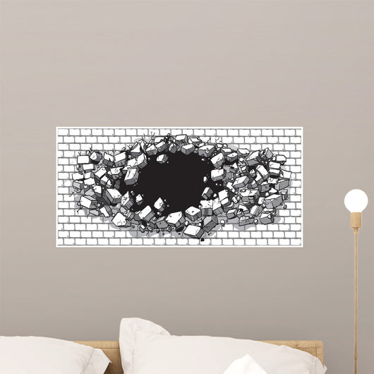 Hole Breaking through Wide Wall Decal