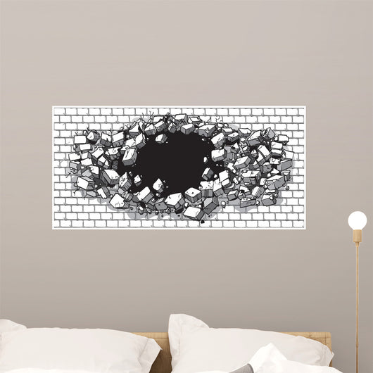 Hole Breaking through Wide Wall Decal
