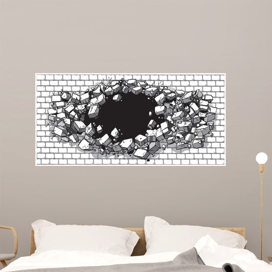 Hole Breaking through Wide Wall Decal