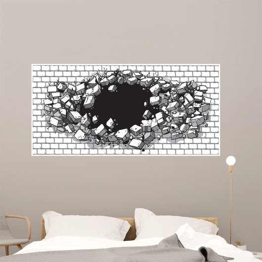 Hole Breaking through Wide Wall Decal