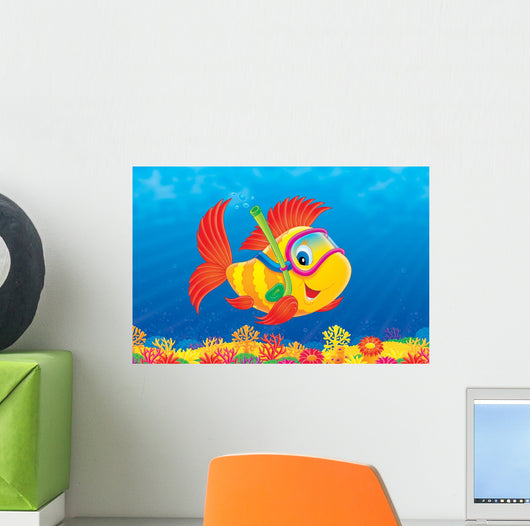 Fish Diver Wall Decal