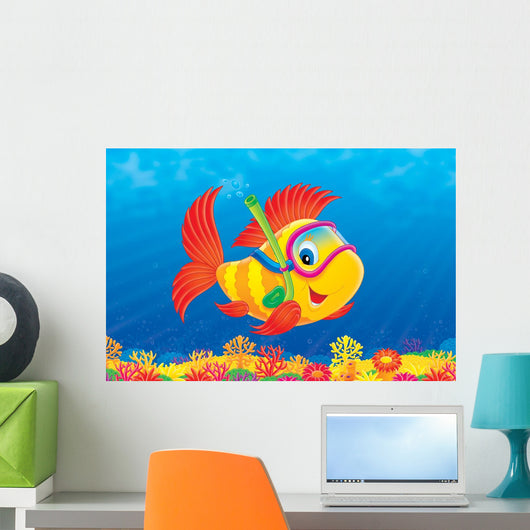 Fish Diver Wall Decal