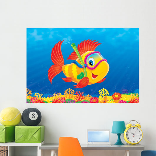 Fish Diver Wall Decal