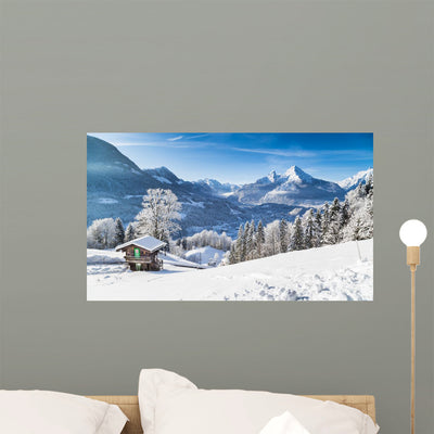 Winter Wonderland Alps with Wall Decal shown on a wall