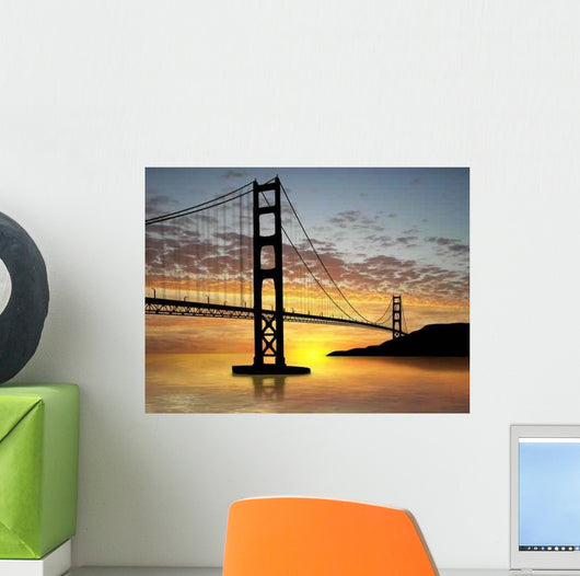 Golden Gate Bridge over Sunset Wall Mural