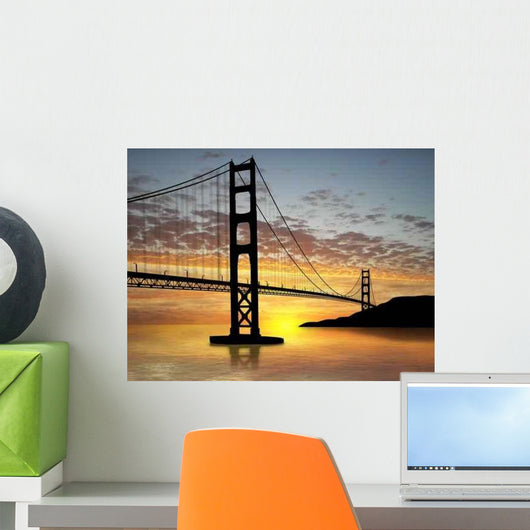 Golden Gate Bridge over Sunset Wall Mural