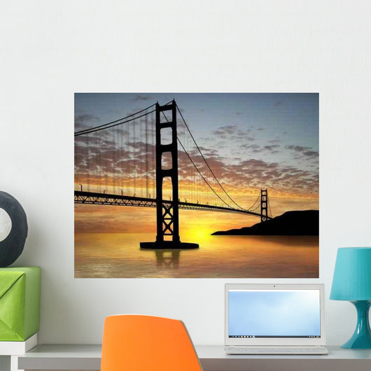 Golden Gate Bridge over Sunset Wall Mural
