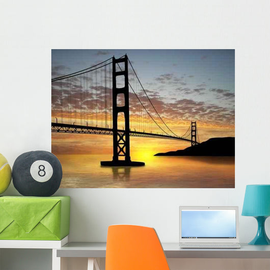 Golden Gate Bridge over Sunset Wall Mural
