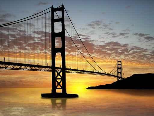 Golden Gate Bridge over Sunset Wall Mural