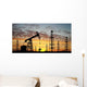Three Pumps over Orange Sky Wall Mural